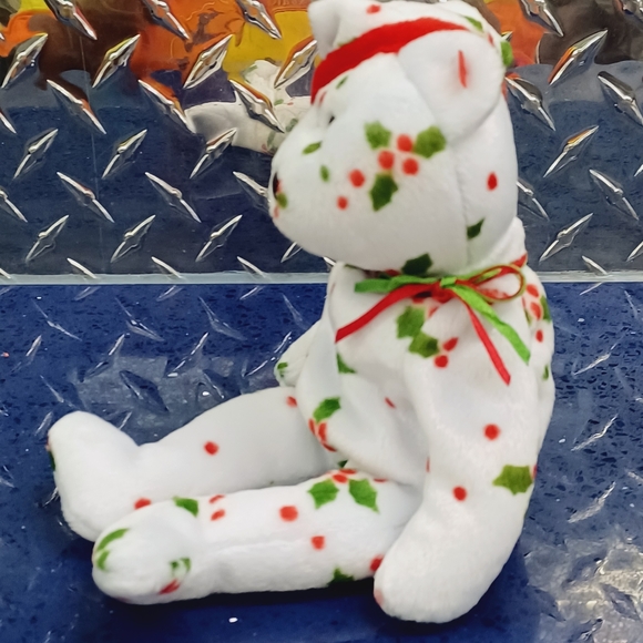 -1998 Holiday Teddy Vintage/Retired TY Beanie Baby Christmas Bear Plush - Picture 3 of 7